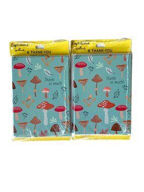 NEW Hallmark Expressions Mushrooms and Forest Leaves Thank You Cards & Envelopes